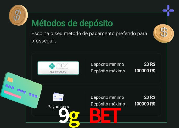 O cassino 9g bet oferece uma grande variedade de métodos de pagamento